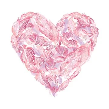 Boho Tender Heart Vector Stock Illustration