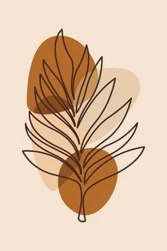 Boho Terracotta Botanical Leaf Illustration with Organic Shapes Stock Illustration