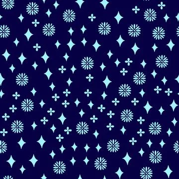 Boho Tiny stars and flowers ethnic seamless pattern. Folk surface background for Stock Illustration