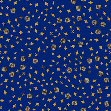 Boho Tiny stars and flowers ethnic seamless pattern. Folk surface background for Stock Illustration
