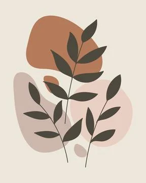 Boho Tropical Leaf Poster Set with Modern Style Stock Illustration