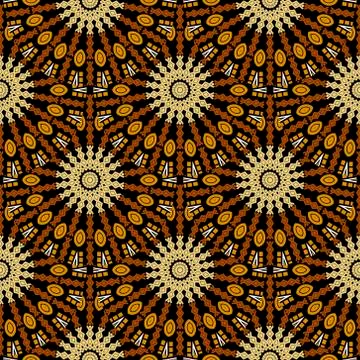 Boho vector tiled round mandalas seamless pattern. Geometric abstract ornamen Stock Illustration