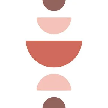 Boho Vector Wall Art Illustration Mid-century Modern Geometric Half Circles Stock Illustration