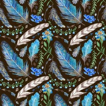 Boho Watercolor Pattern Stock Illustration