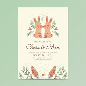 Boho wedding invitation template Stock Illustration