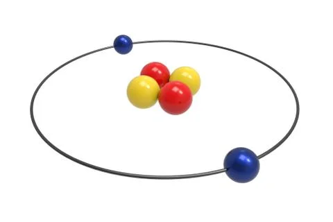 Bohr model of Helium Atom with proton, neutron and electron. Science Stock Illustration