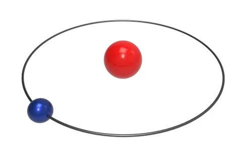 Bohr model of Hydrogen Atom with proton and electron. Science and chemical Stock Illustration