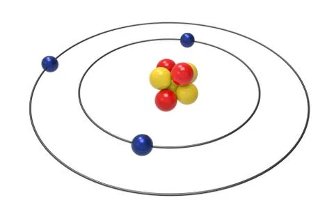 Bohr model of Lithium Atom with proton, neutron and electron. Science Stock Illustration