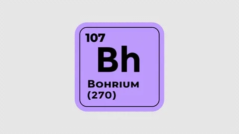 Bohrium, chemical element of the periodic table graphic animation. Alpha channel Stock Footage 311669117
