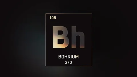 Bohrium as Element 107 of the Periodic Table 3D illustration on grey background Stock Footage 120668105