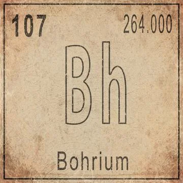 Bohrium Element Card from Periodic Table on Vintage Old Paper Stock Illustration