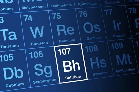 Bohrium on periodic table of the elements, with element symbol Bh イラスト素材