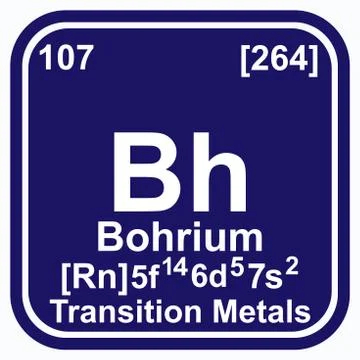 Bohrium Periodic Table of the Elements Vector illustration eps 10 Stock Illustration