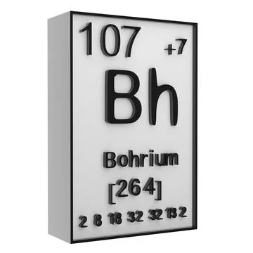 Bohrium,Phosphorus on the periodic table of the elements on white blackgrou.. Stock Illustration
