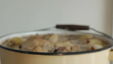 Boil Chicken With Onion Stock Footage 123171650