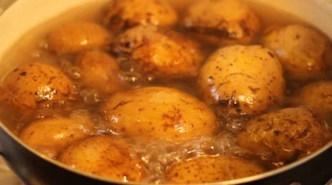 Boil Potatoes in Pan Stock Footage 46111354