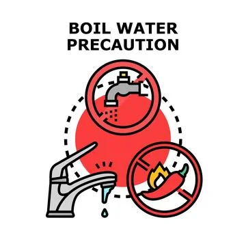 Boil water precaution advisory concept warning about contaminated water Illustrazione stock