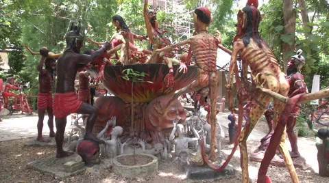 Boiled Alive Statue at Hell Temple 스톡 동영상 65964779