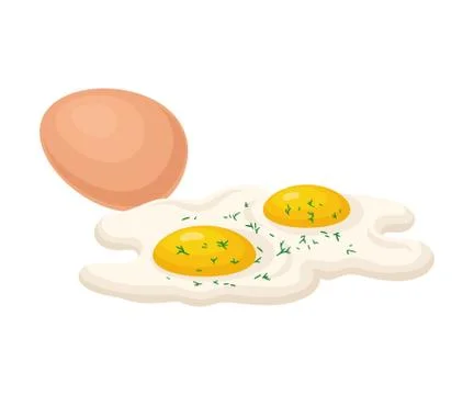 Boiled and Scrambled Egg for Good Brain Function Isolated on White Background Stock Illustration