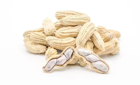 Boiled beans peanuts on white background. 库存照片