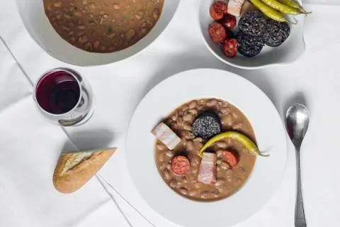 Boiled beans with pork Stock-Fotos