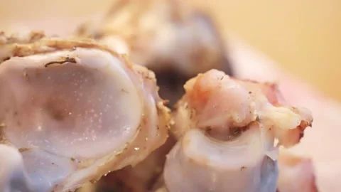 Boiled beef bones rich on collagen, natural ingredient with regeneration Stock Footage 344648184