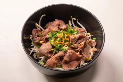 Boiled Beef dip with hot Fotos Stock