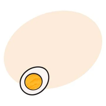 Boiled chicken egg cut in half, sketch style vector illustration Stock Illustration