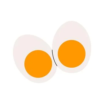 Boiled chicken eggs. Cooked hen egg with whole and cut pieces Stock Illustration