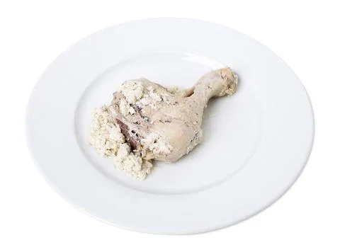Boiled chicken with sauce. Stock Photos