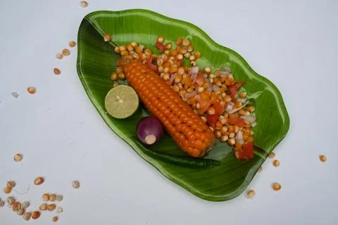 Boiled corn Chaat. Stock Photos