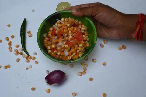 Boiled corn Chaat. Stock Photos