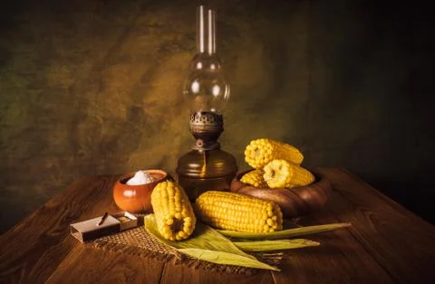Boiled corn on the cob Stock Photos