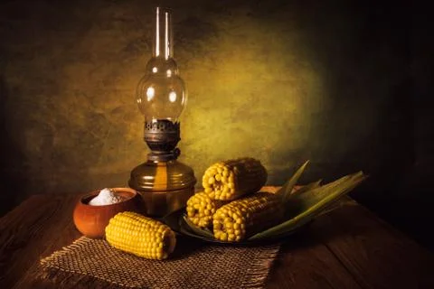 Boiled corn on the cob Stock Photos