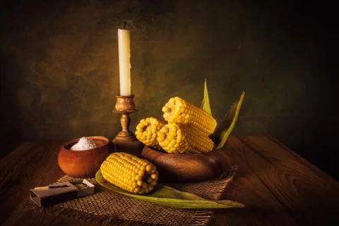 Boiled corn on the cob Stock Photos