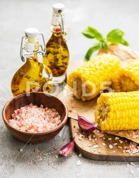 Boiled corn cob Stock Photos