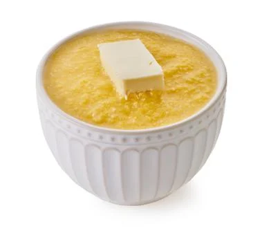 Boiled corn grits with clipping path Stock Photos