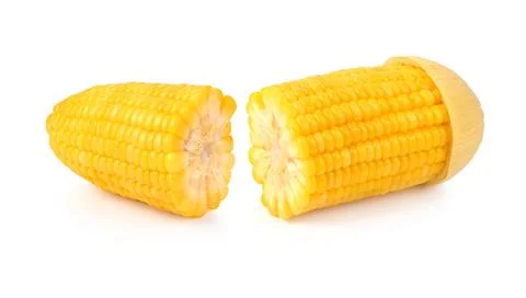 Boiled corn Isolated on white background Stock Photos