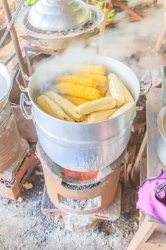 Boiled corn Stock Photos