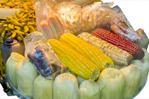 Boiled corn. Foto stock