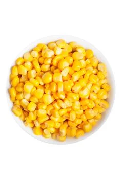 Boiled corn seeds isolated on white background 库存照片