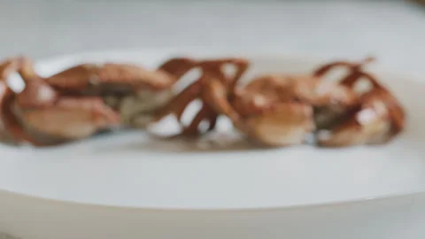 Boiled crab on the plate 1 Stock Footage 264580830