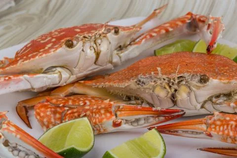 Boiled crabs Stock Photos