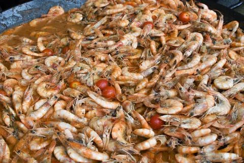 Boiled crawfish, fried crawfish, crawfish touffe, crawfish beignets. Crayfish Foto stock