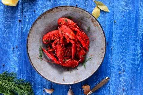 Boiled crayfish Stock Photos