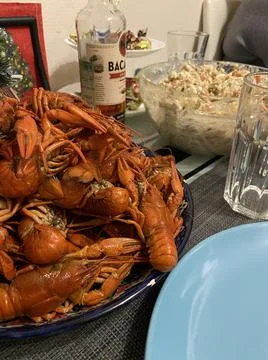 Boiled crayfish 库存照片