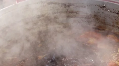 Boiled duck in stew with sauce or stewed duck and hot in stainless pot Stock Footage 141306501