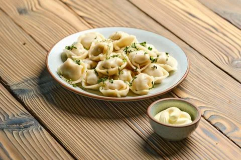 Boiled dumplings with beef Stock Photos