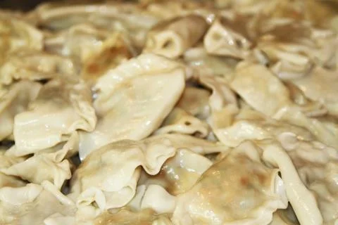 Boiled dumplings on a tray Foto stock