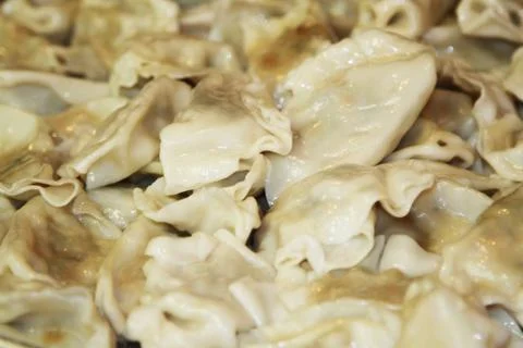 Boiled dumplings on a tray Stock Photos